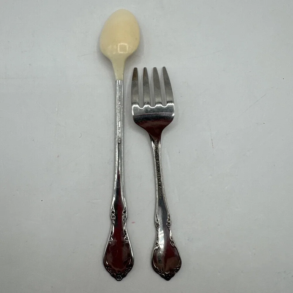 Oneida Toddletime‎ Stainless 2 Piece Set Toddler Baby Child Spoon Fork Flatware